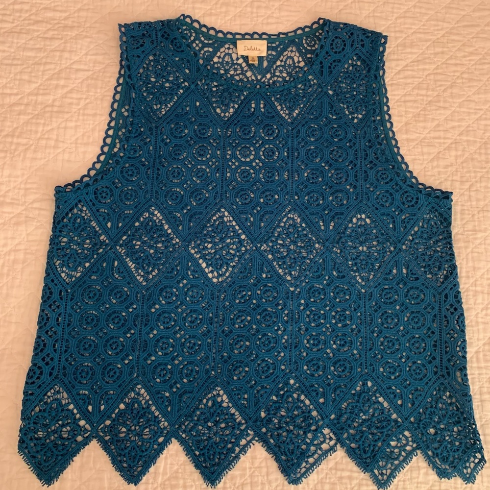 Anthropologie Teal Sleeveless Blouse